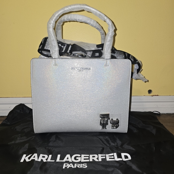 Karl Lagerfeld Shimmering Silver Satchel
